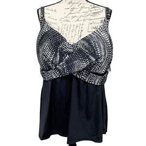 Swimsuits for All Tankini Top With Bra Women’s Size 46DDD Black White NEW